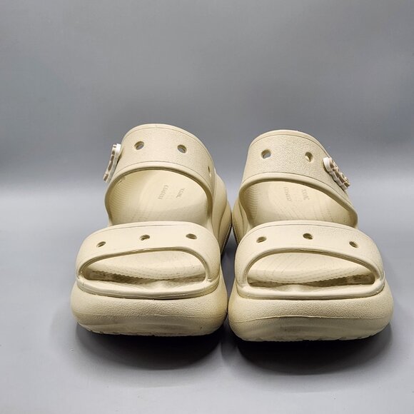 Crocs Classic Crush Platform Sandal Cream Unisex Mens 8 Womens 10 - Picture 9 of 11